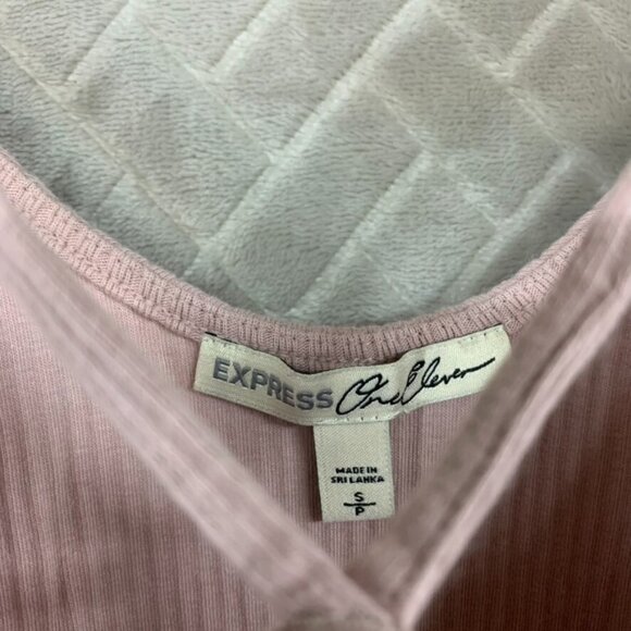 Express One Eleven Womens XS Bodysuit One Piece Pink Ribbed V Neck Sleeveless - Picture 5 of 13